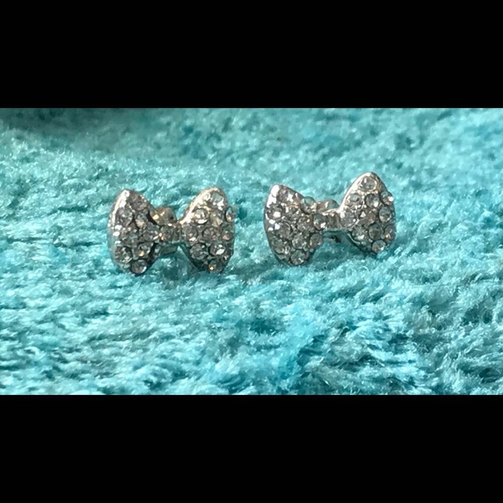 Silver Bow Stud Earrings
